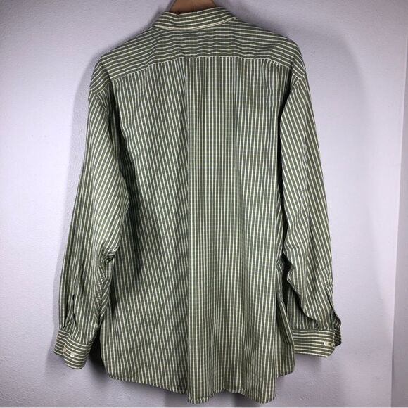 Lacoste Men’s Button Down Shirt Green Plaid Stripe 100% Cotton Regular Fit 45 - Picture 5 of 7